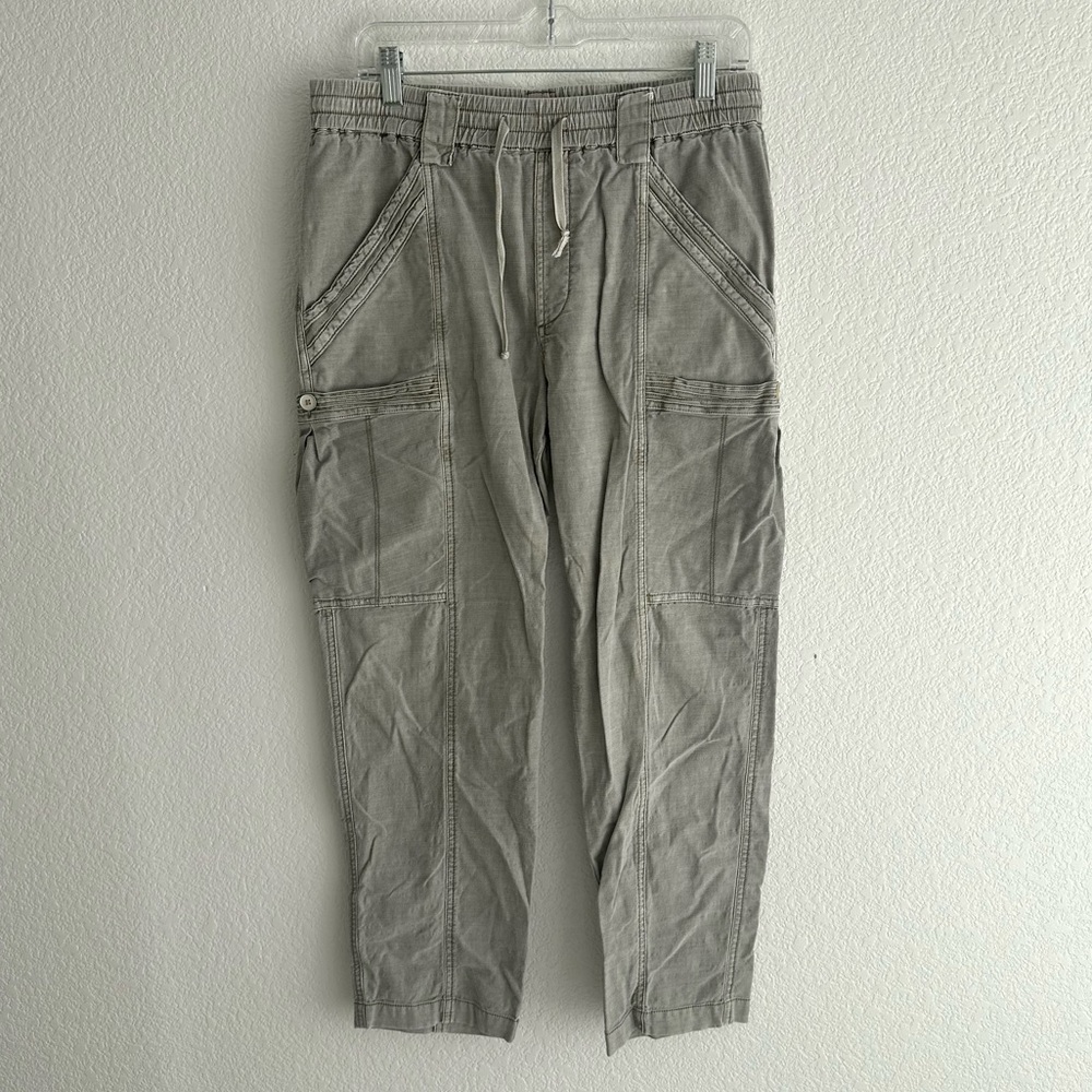 Anthropologie Cotton Lyocell Blend Grey Lightweight Utility Straight Leg Pants